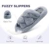 image:imageCOFACE Womens Fluff Slippers House Open Toe Faux Fur Ladies Fashion Platform Fuzzy Slide Shoes with Comfort Arch Support Indoor Outdoor SoleGrey