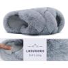 image:imageCOFACE Womens Fluff Slippers House Open Toe Faux Fur Ladies Fashion Platform Fuzzy Slide Shoes with Comfort Arch Support Indoor Outdoor SoleGrey