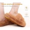 image:imageCOFACE Womens Fluff Slippers House Open Toe Faux Fur Ladies Fashion Platform Fuzzy Slide Shoes with Comfort Arch Support Indoor Outdoor SoleKhaki