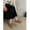 image:imageCOFACE Womens Fluff Slippers House Open Toe Faux Fur Ladies Fashion Platform Fuzzy Slide Shoes with Comfort Arch Support Indoor Outdoor SoleKhaki Brown