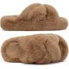 image:imageCOFACE Womens Fluff Slippers House Open Toe Faux Fur Ladies Fashion Platform Fuzzy Slide Shoes with Comfort Arch Support Indoor Outdoor SoleKhaki Brown
