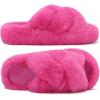 image:imageCOFACE Womens Fluff Slippers House Open Toe Faux Fur Ladies Fashion Platform Fuzzy Slide Shoes with Comfort Arch Support Indoor Outdoor SoleRose Red