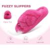 image:imageCOFACE Womens Fluff Slippers House Open Toe Faux Fur Ladies Fashion Platform Fuzzy Slide Shoes with Comfort Arch Support Indoor Outdoor SoleRose Red