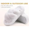 image:imageCOFACE Womens Fluff Slippers House Open Toe Faux Fur Ladies Fashion Platform Fuzzy Slide Shoes with Comfort Arch Support Indoor Outdoor SoleWhite