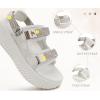 image:imageCOFACE Womens Orthopedic Walking Sandals with Comfortable Plantar Fasciitis Arch Support Outdoor Athletic Lightweight Platform Sandles Sport Recovery Adjustable Strap Thick Cushion SlidesBeige White