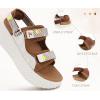 image:imageCOFACE Womens Orthopedic Walking Sandals with Comfortable Plantar Fasciitis Arch Support Outdoor Athletic Lightweight Platform Sandles Sport Recovery Adjustable Strap Thick Cushion SlidesKhaki White