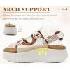 image:imageCOFACE Womens Orthopedic Walking Sandals with Comfortable Plantar Fasciitis Arch Support Outdoor Athletic Lightweight Platform Sandles Sport Recovery Adjustable Strap Thick Cushion SlidesKhaki White