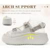 image:imageCOFACE Womens Orthopedic Walking Sandals with Comfortable Plantar Fasciitis Arch Support Outdoor Athletic Lightweight Platform Sandles Sport Recovery Adjustable Strap Thick Cushion SlidesBeige White