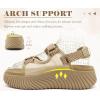 image:imageCOFACE Womens Orthopedic Walking Sandals with Comfortable Plantar Fasciitis Arch Support Outdoor Athletic Lightweight Platform Sandles Sport Recovery Adjustable Strap Thick Cushion SlidesBeige