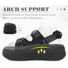 image:imageCOFACE Womens Orthopedic Walking Sandals with Comfortable Plantar Fasciitis Arch Support Outdoor Athletic Lightweight Platform Sandles Sport Recovery Adjustable Strap Thick Cushion SlidesBlack