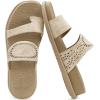 image:imageCOFACE Womens Orthotic Cushion Sandals Comfortable Arch Support Walking Slides Fashion Split Toe Summer Vacation Beach Flip Flops For Women Relief Plantar FasciitisBeige