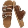 image:imageCOFACE Womens Sandals Classy Buckles Cloud Cushioned Casual Slides Size 612BeigeKhaki