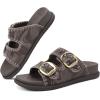 image:imageCOFACE Womens Sandals Classy Buckles Cloud Cushioned Casual Slides Size 612Brown