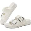 image:imageCOFACE Womens Sandals Classy Buckles Cloud Cushioned Casual Slides Size 612Cream White