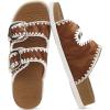 image:imageCOFACE Womens Sandals Classy Buckles Cloud Cushioned Casual Slides Size 612KhakiWhite