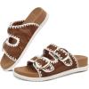 image:imageCOFACE Womens Sandals Classy Buckles Cloud Cushioned Casual Slides Size 612KhakiWhite