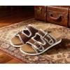 image:imageCOFACE Womens Sandals Classy Buckles Cloud Cushioned Casual Slides Size 612KhakiWhite