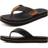 image:imageCOFACE Flip Flops for Men with Arch Support Mens Sport Beach ThongSandals Outdoor 2025 Summer Leather Sandal for ManBlackbrown