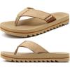 image:imageCOFACE Flip Flops for Men with Arch Support Mens Sport Beach ThongSandals Outdoor 2025 Summer Leather Sandal for ManDeep Beige