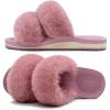 image:imageCOFACE Fuzzy Slippers for Women Open Toe Orthopedic Slippers Arch Support Fax Fur Slides Plantar Fasciitis Woman House Slippers IndoorPink