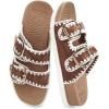 image:imageCOFACE Womens Sandals Classy Buckles Cloud Cushioned Casual Slides Size 612KhakiWhite