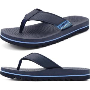 image:imageCOFACE Flip Flops for Men with Arch Support Mens Sport Beach ThongSandals Outdoor 2025 Summer Leather Sandal for ManBlue