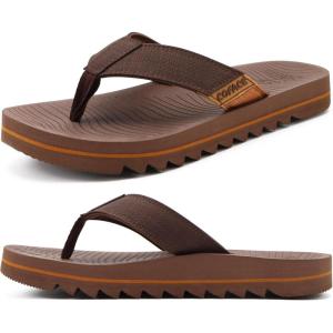 image:imageCOFACE Flip Flops for Men with Arch Support Mens Sport Beach ThongSandals Outdoor 2025 Summer Leather Sandal for ManBrown