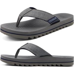 image:imageCOFACE Flip Flops for Men with Arch Support Mens Sport Beach ThongSandals Outdoor 2025 Summer Leather Sandal for ManDeep Grey