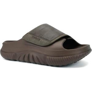 image:imageCOFACE Mens Recovery Sandals Man Orthopedic Plantar Fasciitis Walking Outdoor Slides for Men Comfort Adjustable Thick Cushioned Orthotic Size 715Brown