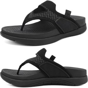 image:imageCOFACE Womens Fashion Orthotic Flip Flops Recovery Walking Lightweight Athletic Thick Yoga Mat Cushion Thong Sandals With Comfortable Plantar Fasciitis Arch SupportBlack
