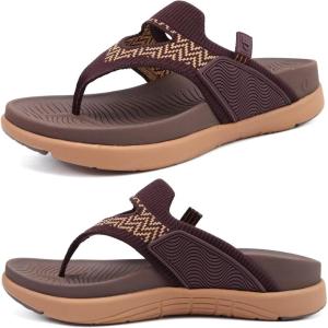 image:imageCOFACE Womens Fashion Orthotic Flip Flops Recovery Walking Lightweight Athletic Thick Yoga Mat Cushion Thong Sandals With Comfortable Plantar Fasciitis Arch SupportBrown
