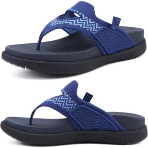 image:imageCOFACE Womens Fashion Orthotic Flip Flops Recovery Walking Lightweight Athletic Thick Yoga Mat Cushion Thong Sandals With Comfortable Plantar Fasciitis Arch SupportNavy