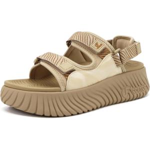 image:imageCOFACE Womens Orthopedic Walking Sandals with Comfortable Plantar Fasciitis Arch Support Outdoor Athletic Lightweight Platform Sandles Sport Recovery Adjustable Strap Thick Cushion SlidesBeige