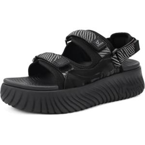 image:imageCOFACE Womens Orthopedic Walking Sandals with Comfortable Plantar Fasciitis Arch Support Outdoor Athletic Lightweight Platform Sandles Sport Recovery Adjustable Strap Thick Cushion SlidesBlack