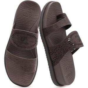 image:imageCOFACE Womens Orthotic Cushion Sandals Comfortable Arch Support Walking Slides Fashion Split Toe Summer Vacation Beach Flip Flops For Women Relief Plantar FasciitisBrown