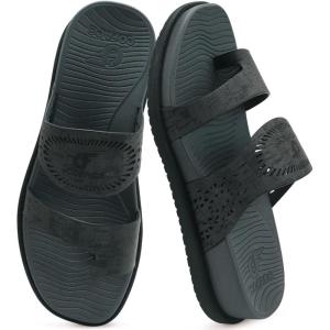image:imageCOFACE Womens Orthotic Cushion Sandals Comfortable Arch Support Walking Slides Fashion Split Toe Summer Vacation Beach Flip Flops For Women Relief Plantar FasciitisGrey