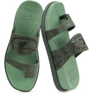 image:imageCOFACE Womens Orthotic Cushion Sandals Comfortable Arch Support Walking Slides Fashion Split Toe Summer Vacation Beach Flip Flops For Women Relief Plantar FasciitisGreen
