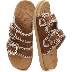 image:imageCOFACE Womens Sandals Classy Buckles Cloud Cushioned Casual Slides Size 612BeigeKhaki