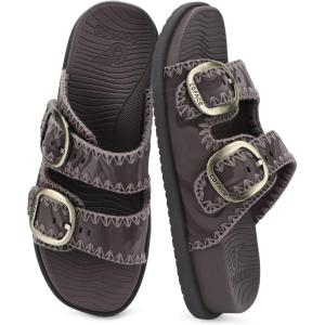 image:imageCOFACE Womens Sandals Classy Buckles Cloud Cushioned Casual Slides Size 612Brown