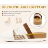image:imageCOFACE Womens Orthotic Sandals Ladies Fashion Breathable Mesh Mules Round Toe Backless Loafers Slides Adjustable Wedge Heel Cushion Walking Sandles With Comfortable Arch SupportWhite Khaki