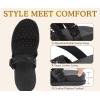image:imageCOFACE Womens Orthotic Sandals Ladies Fashion Breathable Mesh Mules Round Toe Backless Loafers Slides Adjustable Wedge Heel Cushion Walking Sandles With Comfortable Arch SupportBlack