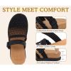image:imageCOFACE Womens Orthotic Sandals Ladies Fashion Breathable Mesh Mules Round Toe Backless Loafers Slides Adjustable Wedge Heel Cushion Walking Sandles With Comfortable Arch SupportBlack Khaki