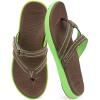 image:imageCOFACE Womens Fashion Orthopedic Flip Flops Comfortable Plantar Fasciitis Arch Support Lightweight Thick Yoga Mat Cushion Recovery Walking Thong Sandals Adjustable Summer Beach SlippersBrown Green