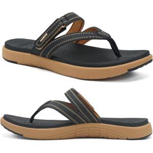 image:imageCOFACE Womens Fashion Orthopedic Flip Flops Comfortable Plantar Fasciitis Arch Support Lightweight Thick Yoga Mat Cushion Recovery Walking Thong Sandals Adjustable Summer Beach SlippersBlack Khaki