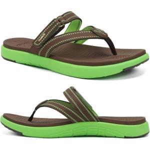 image:imageCOFACE Womens Fashion Orthopedic Flip Flops Comfortable Plantar Fasciitis Arch Support Lightweight Thick Yoga Mat Cushion Recovery Walking Thong Sandals Adjustable Summer Beach SlippersBrown Green