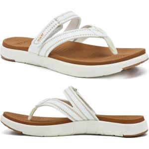image:imageCOFACE Womens Fashion Orthopedic Flip Flops Comfortable Plantar Fasciitis Arch Support Lightweight Thick Yoga Mat Cushion Recovery Walking Thong Sandals Adjustable Summer Beach SlippersWhite Khaki