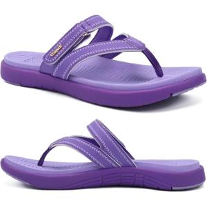 image:imageCOFACE Womens Fashion Orthopedic Flip Flops Comfortable Plantar Fasciitis Arch Support Lightweight Thick Yoga Mat Cushion Recovery Walking Thong Sandals Adjustable Summer Beach SlippersPurple