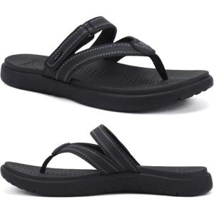 image:imageCOFACE Womens Fashion Orthopedic Flip Flops Comfortable Plantar Fasciitis Arch Support Lightweight Thick Yoga Mat Cushion Recovery Walking Thong Sandals Adjustable Summer Beach SlippersBlack