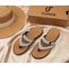 image:imageCOFACE Womens Rhinestone Orthopedic Flip Flops Lightweight Yoga Mat Thick Cushioned Recovery Walking Thong Sandals Adjustable Summer Beach Slippers with Comfortable Plantar Fasciitis Arch SupportBrown Black