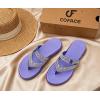 image:imageCOFACE Womens Rhinestone Orthopedic Flip Flops Lightweight Yoga Mat Thick Cushioned Recovery Walking Thong Sandals Adjustable Summer Beach Slippers with Comfortable Plantar Fasciitis Arch SupportPurple